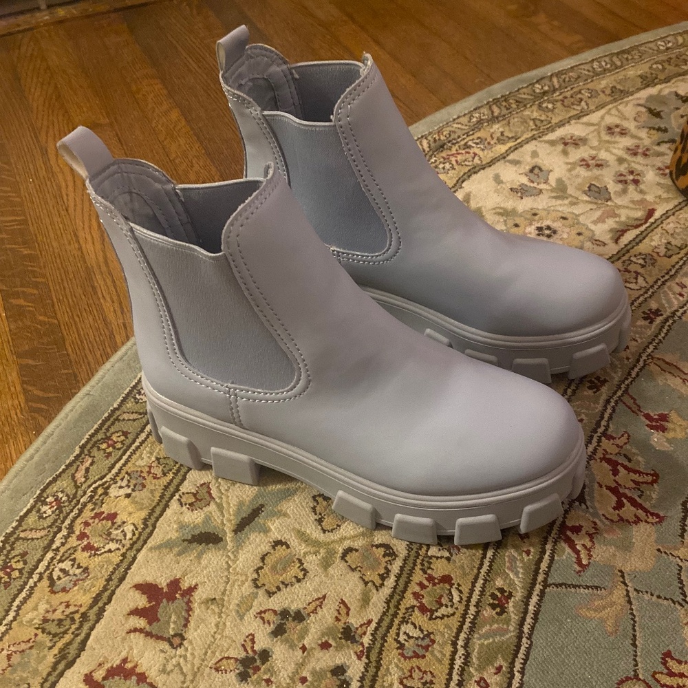 SAM EDELMAN - Circus - Platform Chunky Baby Light Blue Ankle Boots - Size 9.5